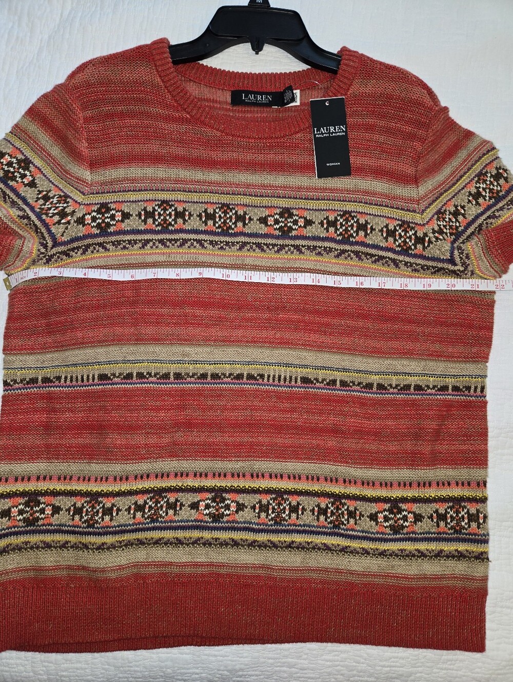 Lauren Ralph Lauren Geo-striped Short Sleeve Sweater, 1X - Picture 5 of 8